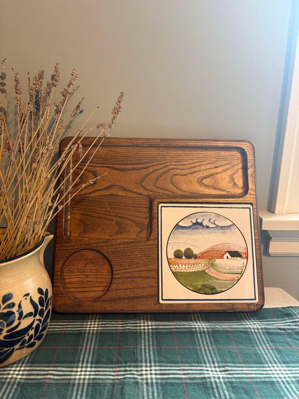 VTG mid century wooden serving tray charcuterie tray